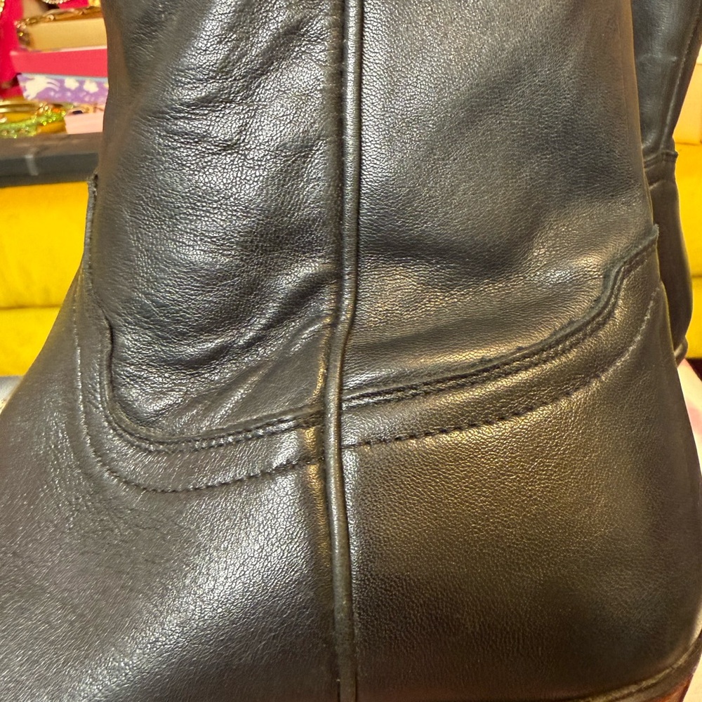 Tecovas The Daisy Black Cowhide Leather Western Ankle Boots w/ Stacked Heel 9 - Picture 13 of 14